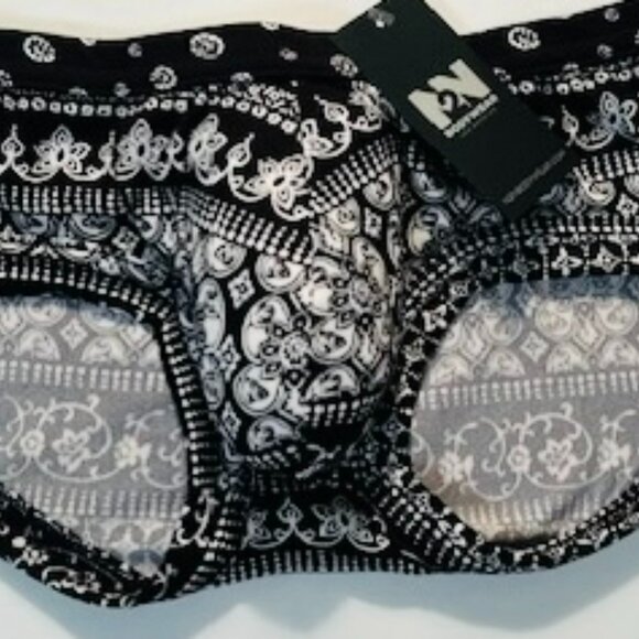 N2N Bodywear Size L Provence Micro Boxer Briefs/Trunks - Black/White - Batik - Picture 6 of 14